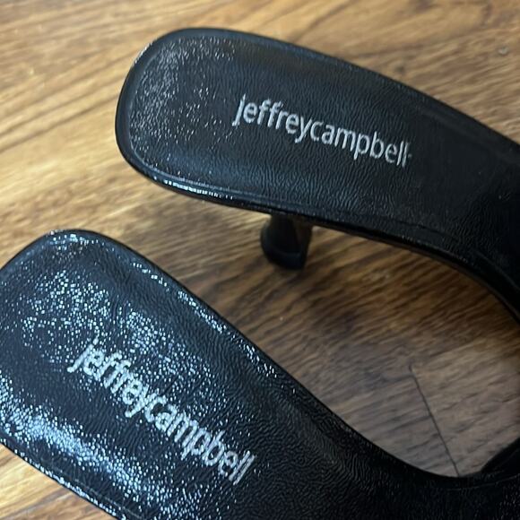 Jeffrey Campbell Averie Mule Sandal In Black Crinkle Patent Size 8 - Picture 2 of 7